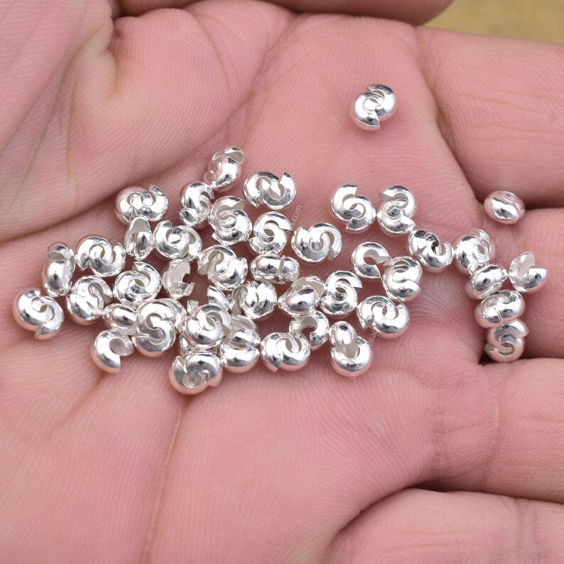 Silver Plated Crimp Cover Component - 5mm