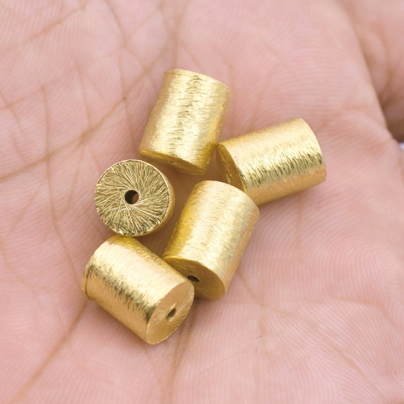 Gold Plated Cylinder Barrel Drum Beads - 12x10mm