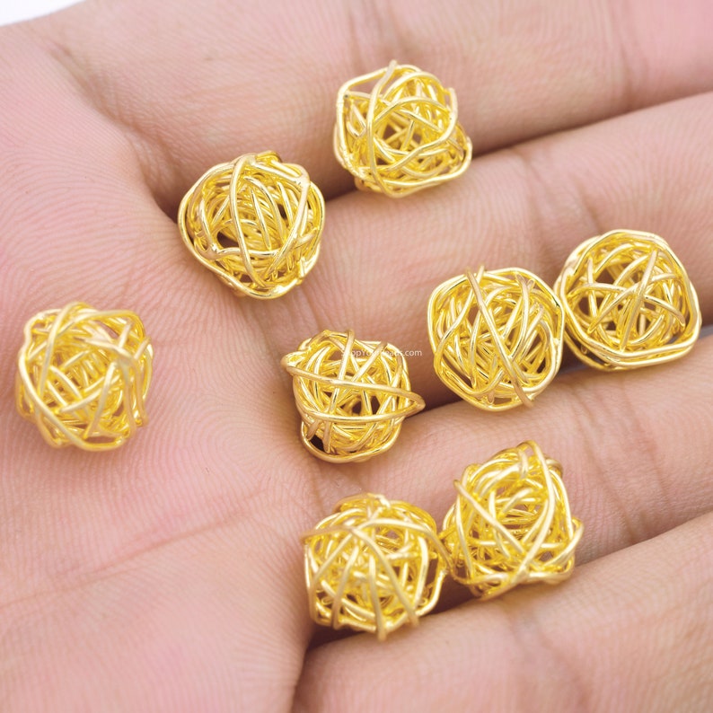 10mm Gold Plated Wire Ball Spacer Beads