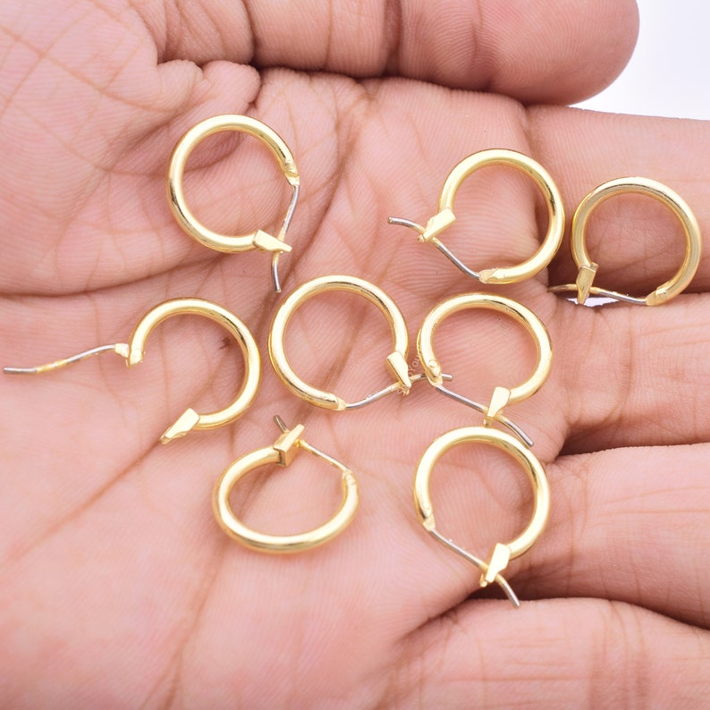 Gold Plated Ear Hook Hoops - 14mm