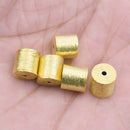 Gold Plated Cylinder Barrel Drum Beads - 6x6mm