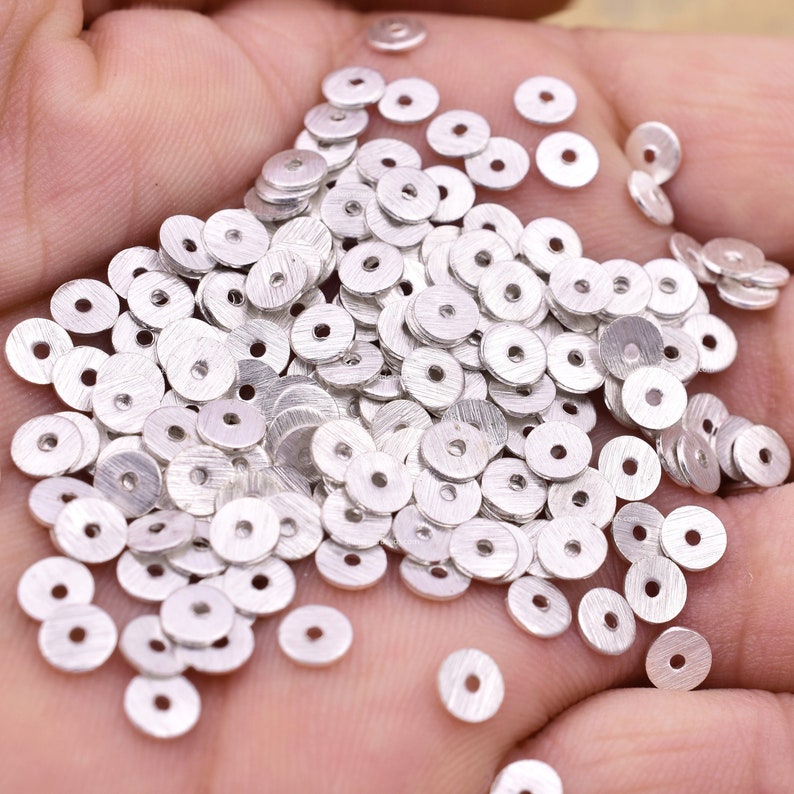 Silver Plated Heishi Flat Disc Spacer Beads - 5mm