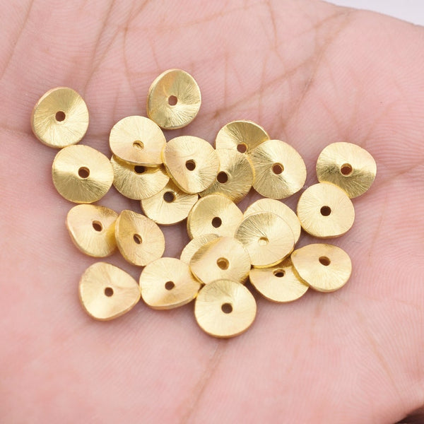 Gold Plated Wavy Disc Spacer Beads - 8mm
