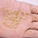 Gold Plated Craft French Ear Wire Fish Hooks - 30mm