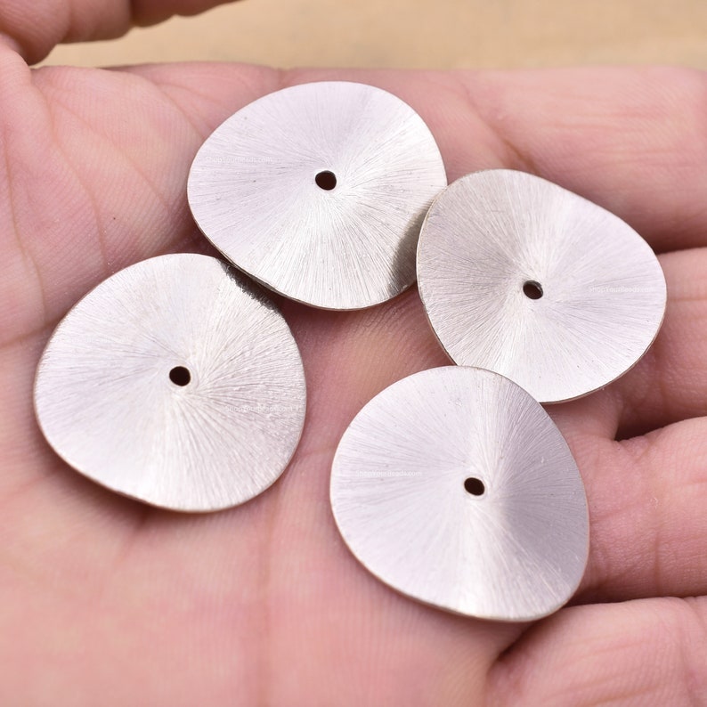 Silver Plated Wavy Disc Spacer Beads - 26mm