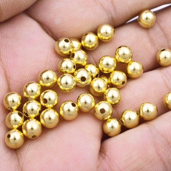 6mm Gold Plated Round Ball Spacer Beads
