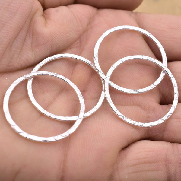 Silver Plated Hammered Washer Connector Ring Links