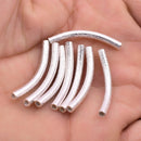 Silver Plated  Curved Tube Pipe Beads - 30mm