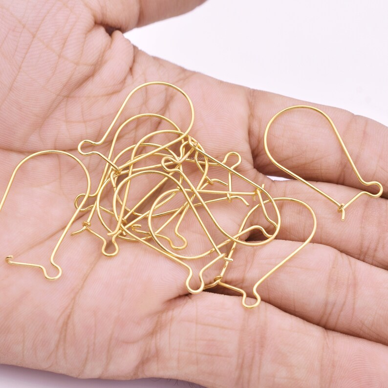 Gold Plated Kidney Ear Wire Hooks - 20mm
