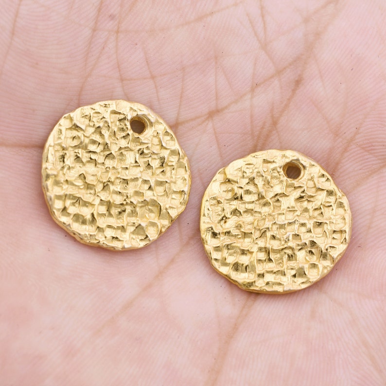 Gold Plated Hammered Flat Disc Charms