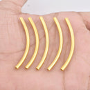 Gold Plated Curved Tube Pipe Beads - 50mm