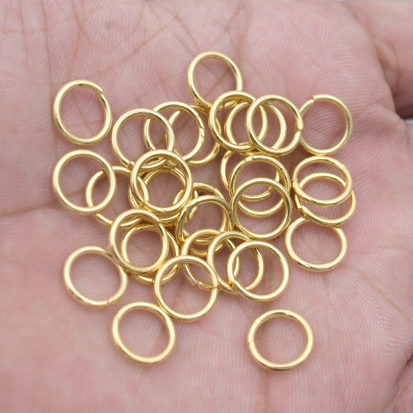 9.5mm - Gold Plated Open / Split Round Jump rings
