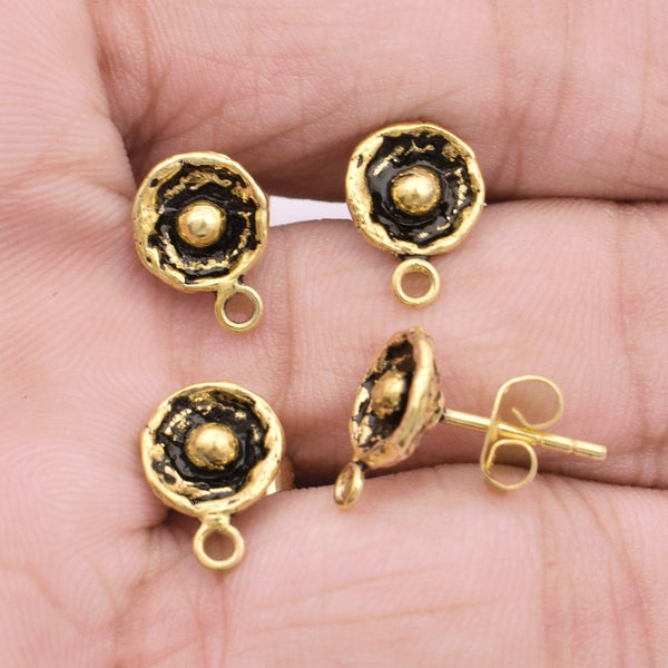 Antique Gold Plated Ear Post Studs