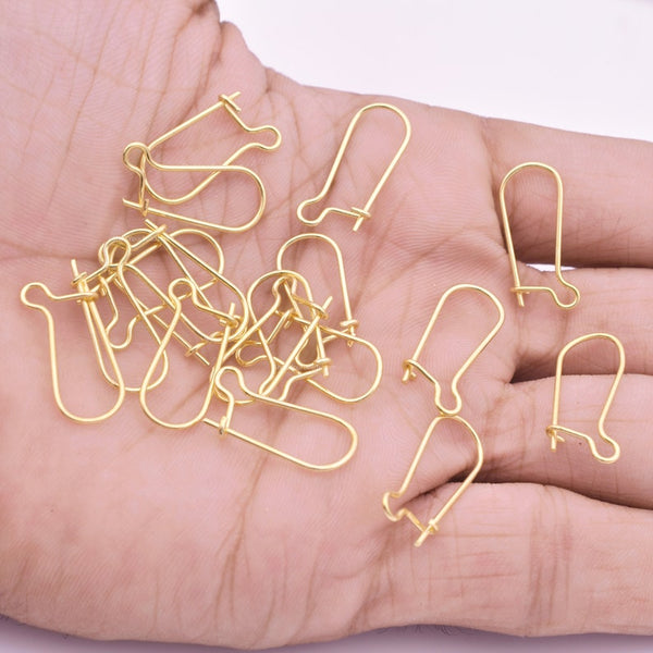 Gold Plated Kidney Ear Wire French Hooks - 22mm