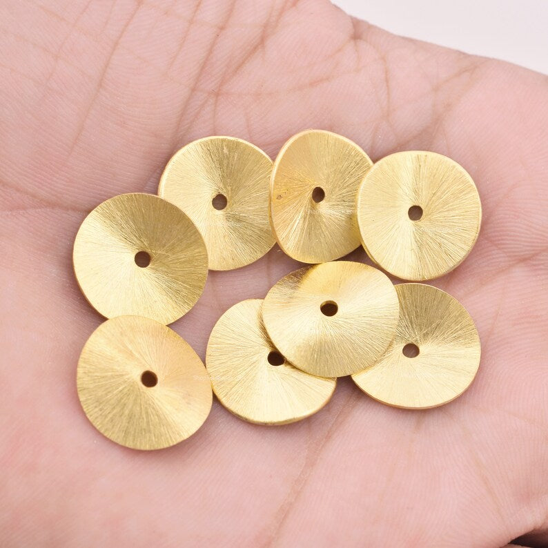 Gold Plated Wavy Disc Spacer Beads - 16mm