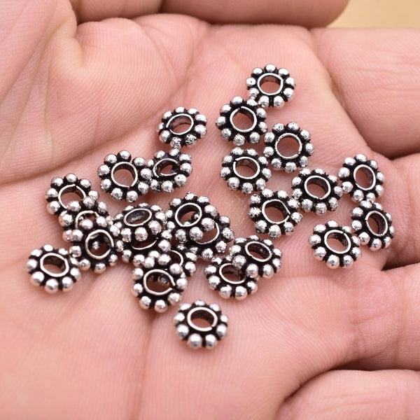 8mm Antique Silver Plated Daisy Heishi Spacer Beads