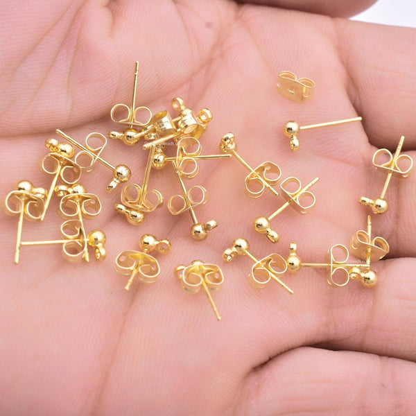 Gold Plated Ball Post Earring Studs
