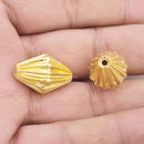 Gold Plated 21mm Corrugated Bi-cone Spacer Beads