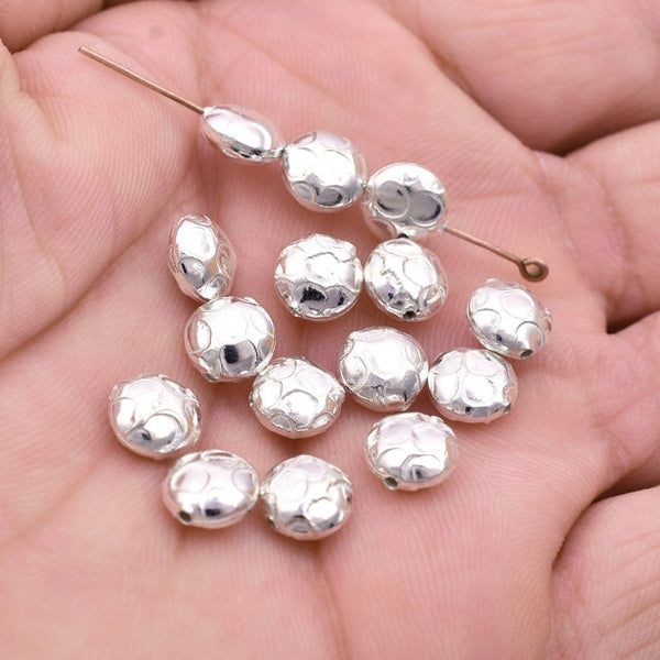 Silver Plated 8mm Hammered Saucer Spacer Beads