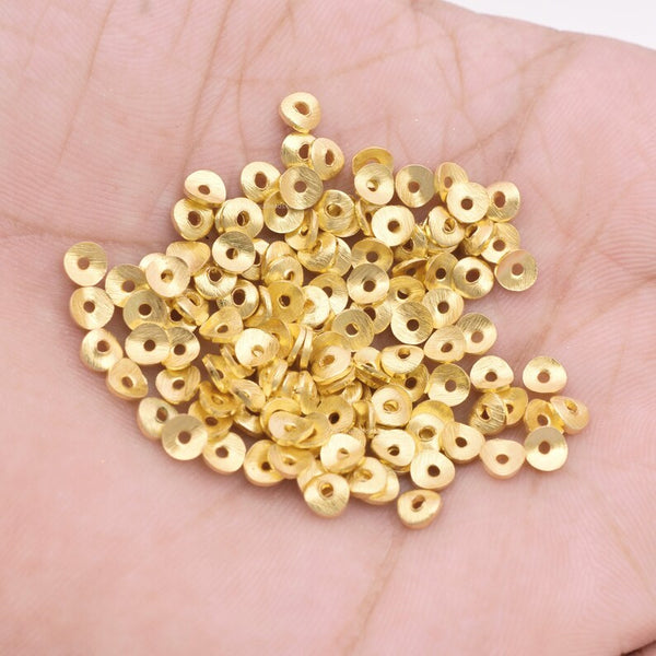 Gold Plated Wavy Disc Spacer Beads - 4mm