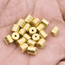 Gold Plated Cylinder Barrel Drum Beads - 6x6mm