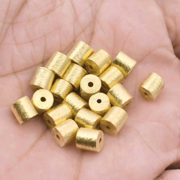 Gold Plated Cylinder Barrel Drum Beads - 6x6mm