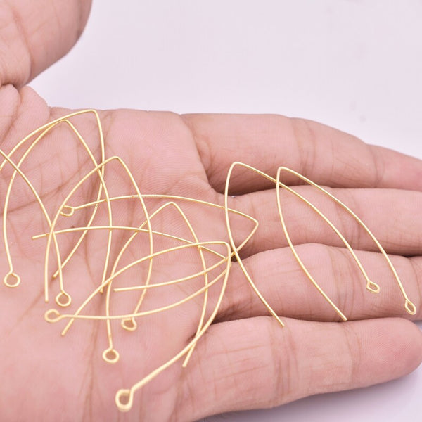 Gold Plated French Ear Wire Hooks For Craft- 46mm