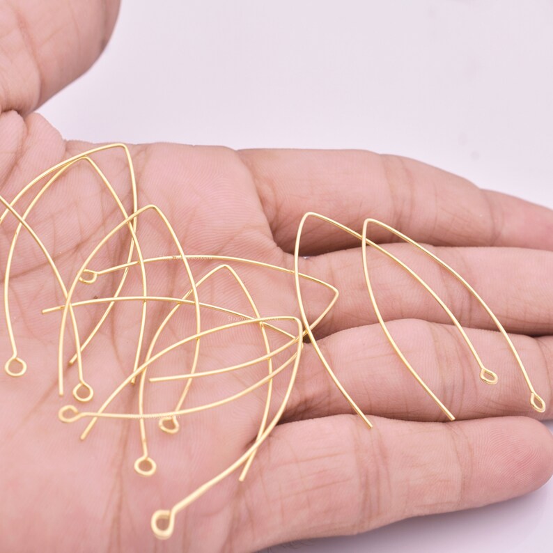 Gold Plated French Ear Wire Hooks For Craft- 46mm