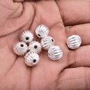 Silver Plated 10mm Corrugated Ball Spacer Beads