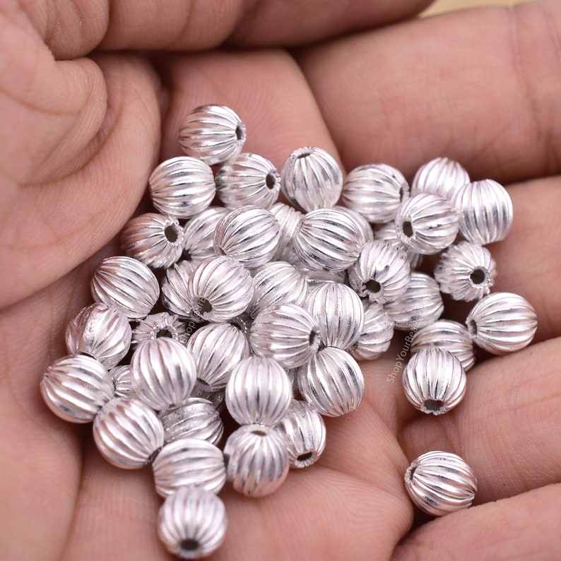 Silver Plated 6mm Corrugated Ball Spacer Beads