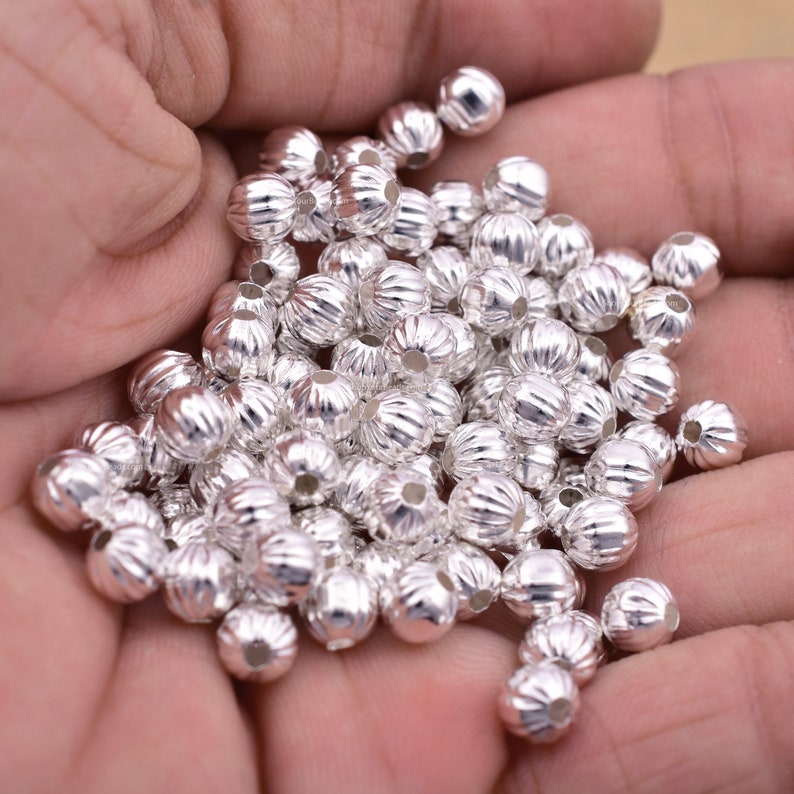 Silver Plated 5.5mm Corrugated Ball Spacer Beads