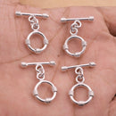 Silver Plated Toggle T Bar Rope Bali Clasps