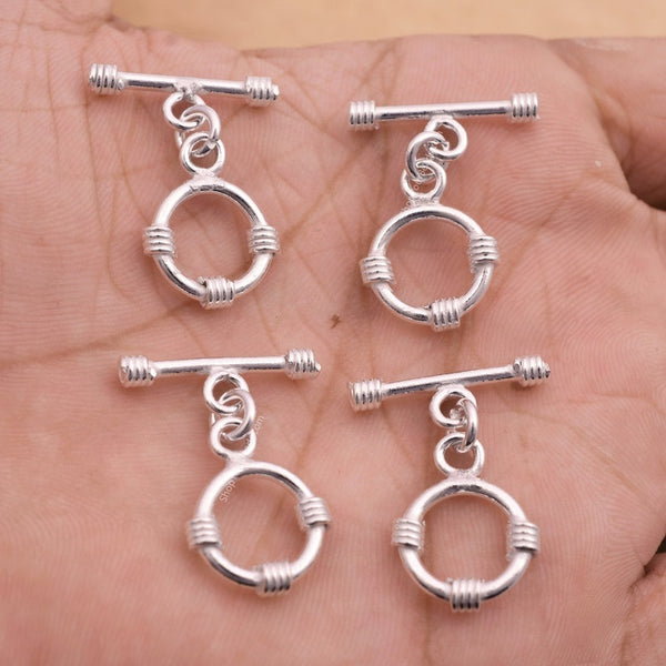 Silver Plated Toggle T Bar Rope Bali Clasps
