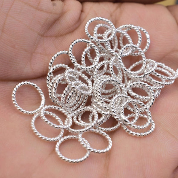10mm Silver Plated 16 AWG Twisted Closed Jump Rings