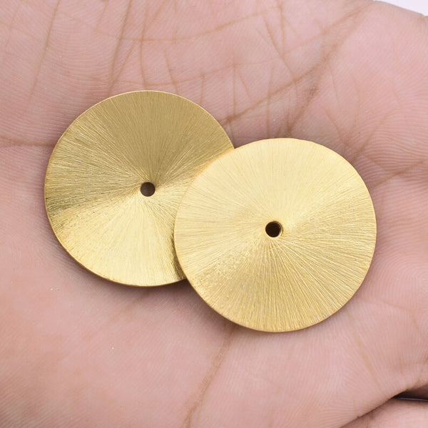 Gold Plated Wavy Disc Spacer Beads - 30mm