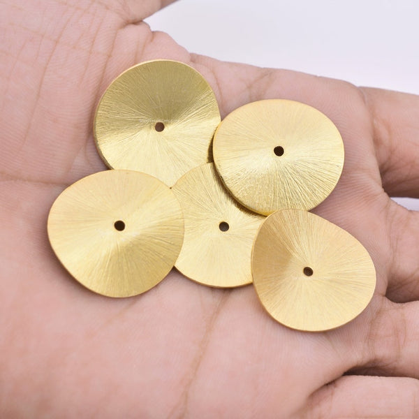 Gold Plated Wavy Disc Spacer Beads - 24mm