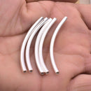 Silver Plated Curved Tube Pipe Beads - 50mm