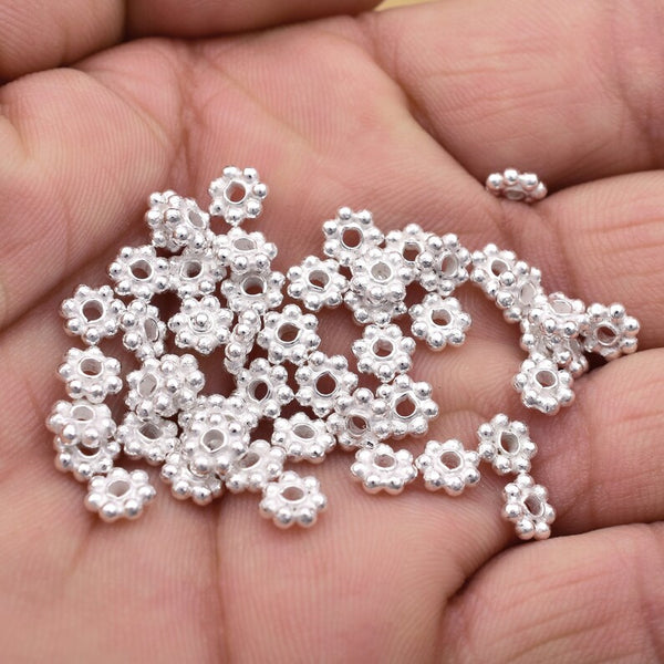 6mm Silver Plated Daisy Heishi Spacer Beads