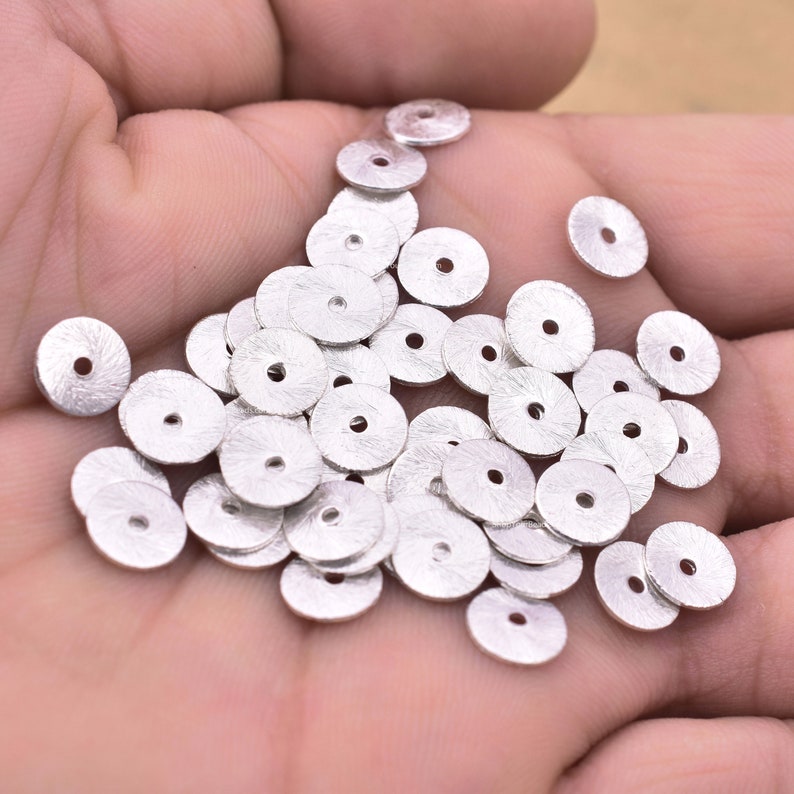 Silver Plated Flat Disc Heishi Spacer Beads - 8mm