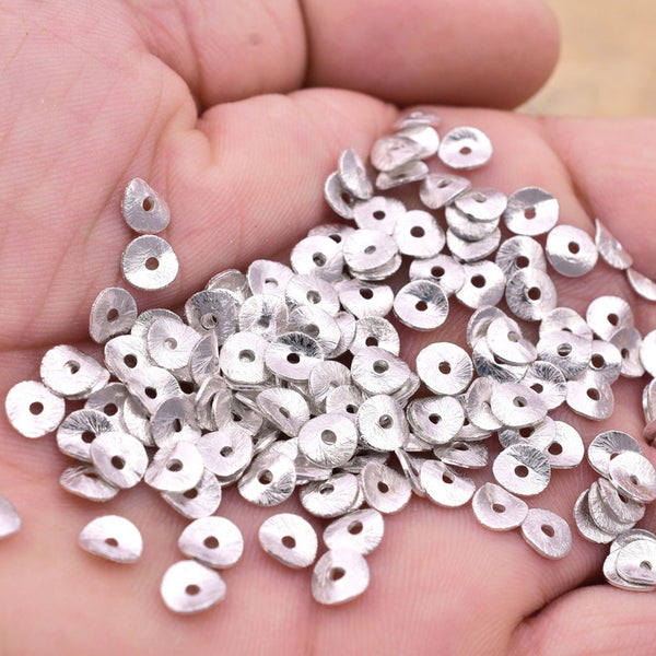 Silver Plated Wavy Disc Spacer Beads - 6mm