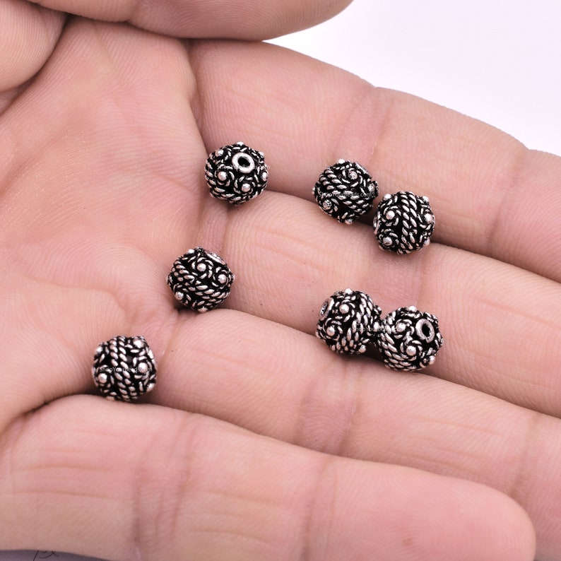 8mm Antique Silver Plated Bali Spacer Ball Beads
