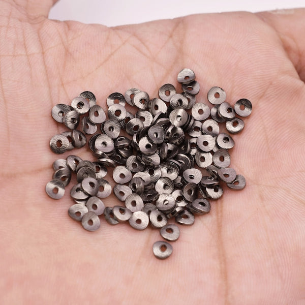 Gunmetal Black Plated Wavy Disc Spacer Beads - 4mm