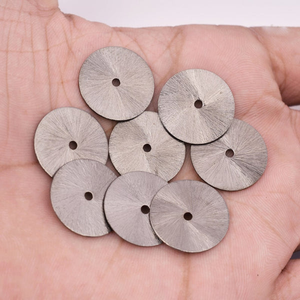 Black Gunmetal Plated Flat Disc Heishi Spacer Beads - 18mm