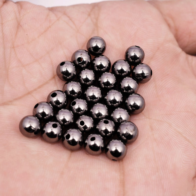 6mm Gunmetal (Black) Plated Round Ball Spacer Beads