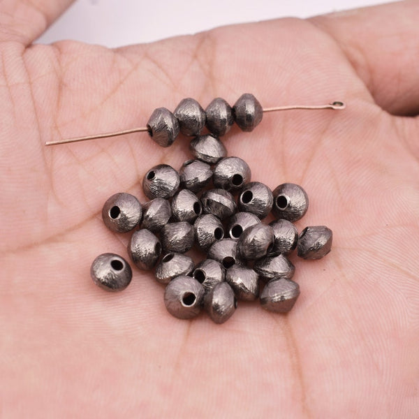Black Gunmetal Plated 6mm Bi-cone Saucer Spacer Beads