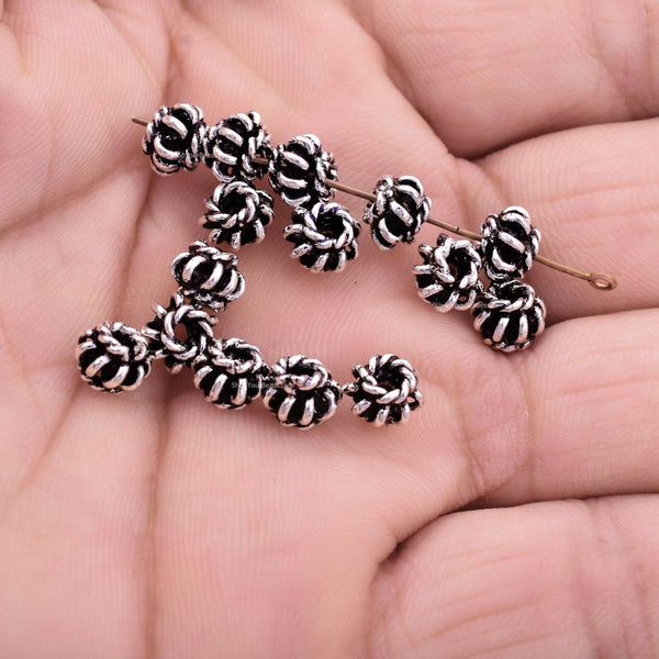 7mm Antique Silver Plated Coil Shape Bali Beads
