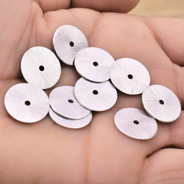 Silver Plated Heishi Flat Disc Spacer Beads - 16mm