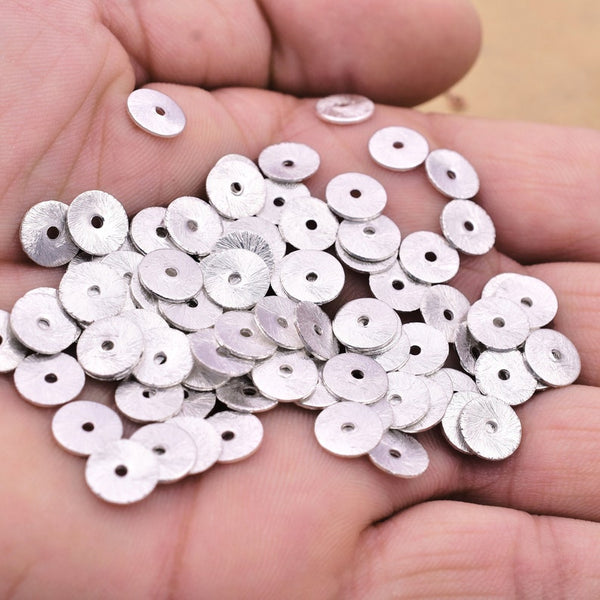 Silver Heishi Flat Disc Spacer Beads - 8mm