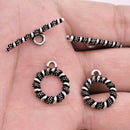 Antique Silver Plated Bali Toggle T Bar Clasps - 15x17mm