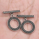 Antique Silver Plated Bali Toggle T Bar Clasps - 19x16mm